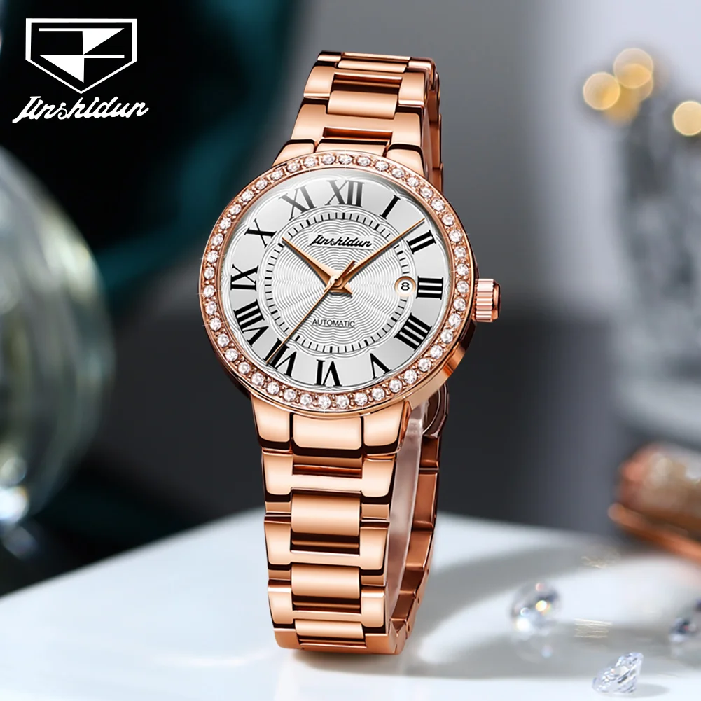 JSDUN-Montre existent Classique à Échelle Romaine pour Femme, Horloge Mécanique Originale, Calendrier Étanche, Montres de Luxe, 8934