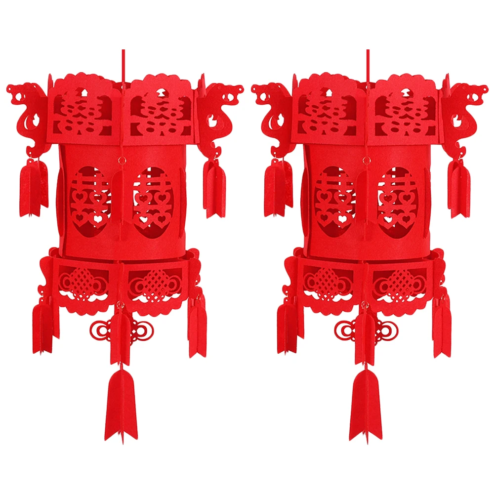 

2 PCS Light D Decorations Lanterns Decorate Chinese Spring Festival