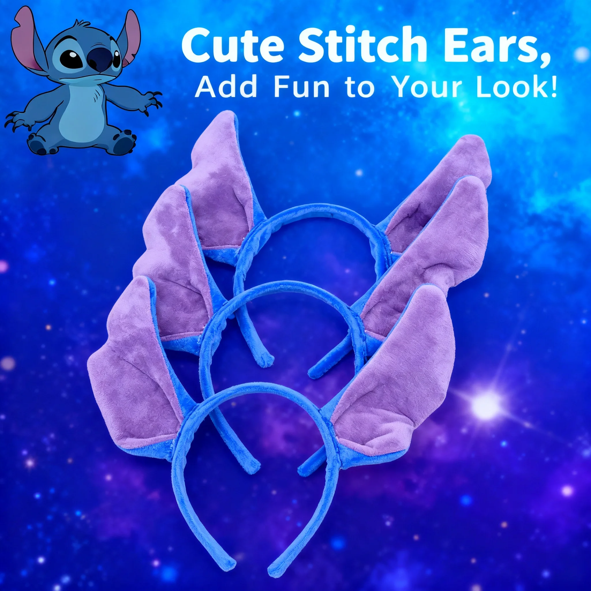 

Stitch Anime Long Ear Hair Hoop Headband Halloween Cosplay Cute Headwear for Adult Children Birthday Party Gifts Toys Costume