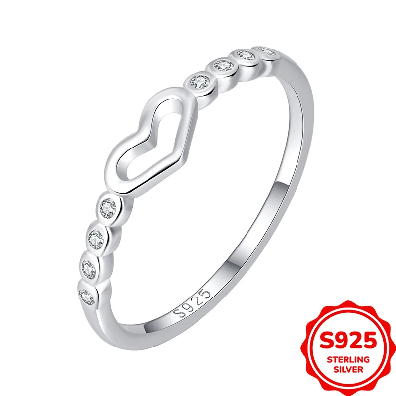 

Light Luxury Personalized Authentic S925 Silver Heart-shaped Women's Wedding Ring