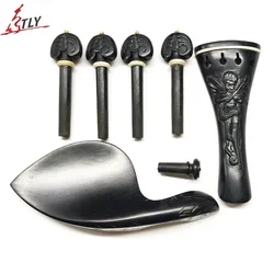 1Set Natural ebony wood accessories parts fittings Exquisite Carved Acoustic Violin Tuning Pegs Set for 4/4 Violin Accessories