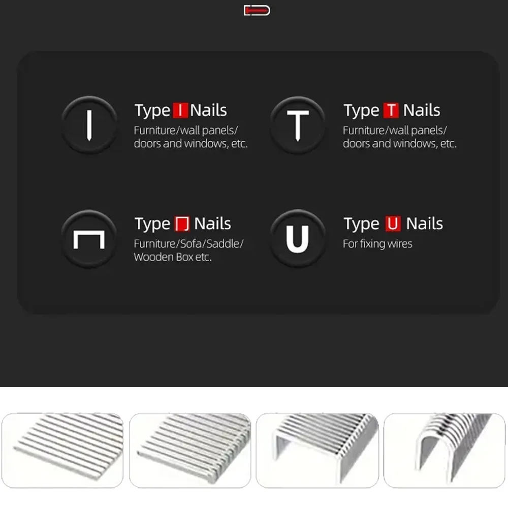 Multi-functional 4-in-1 Nail Stapler 4000 / 800Pcs Staples Tools Kit Stapler for Wood Fabric Stapler Home Repair DIY Tool Kit