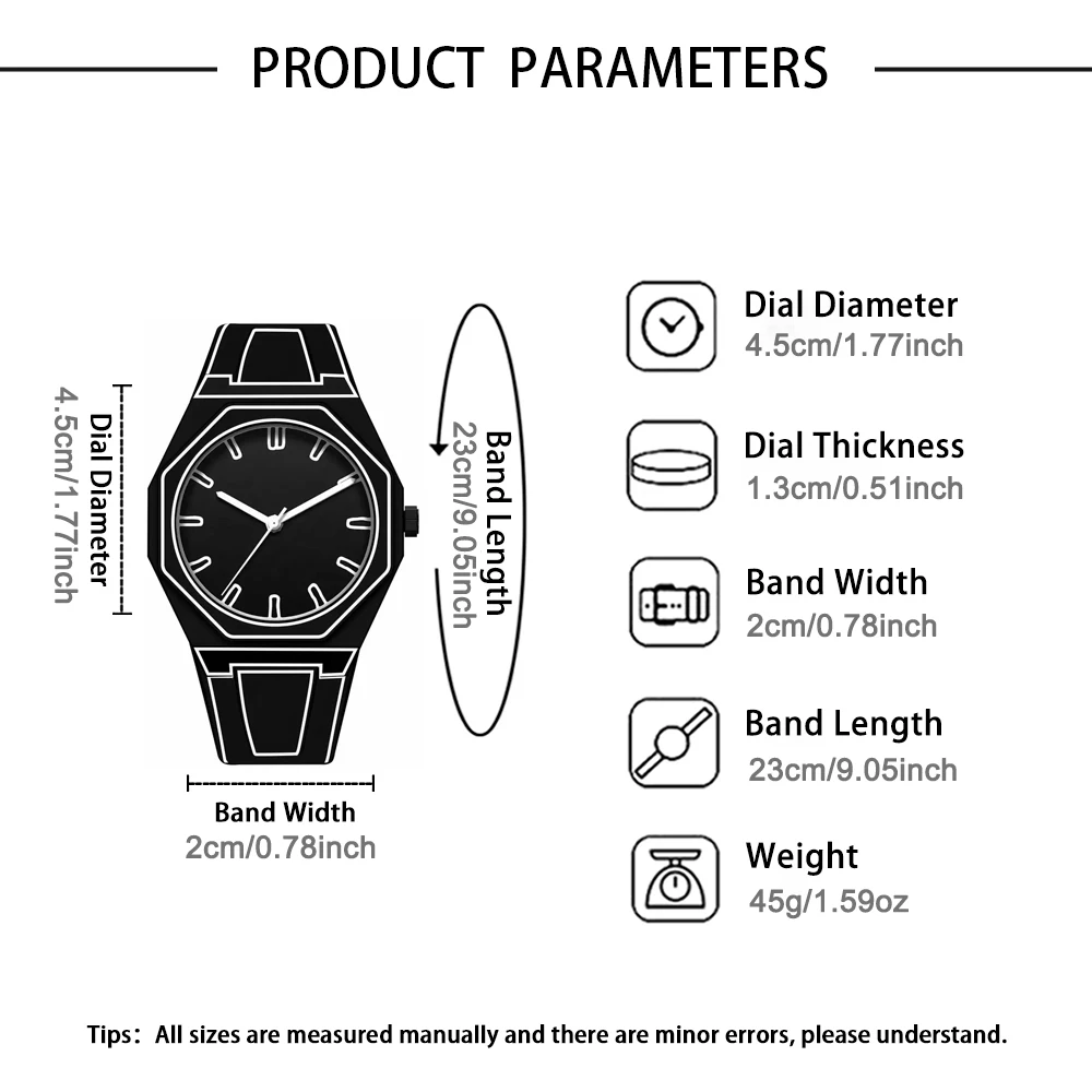 ชุดนาฬิกาควอทซ์ทรงกลมหรูหราสำหรับผู้ชาย 2 ชิ้น - เครื่องประดับทันสมัยสำหรับวันวาเลนไทน์ อีสเตอร์ รอมฎอน ฮาโลวีน คริสต์มาส ปีใหม่