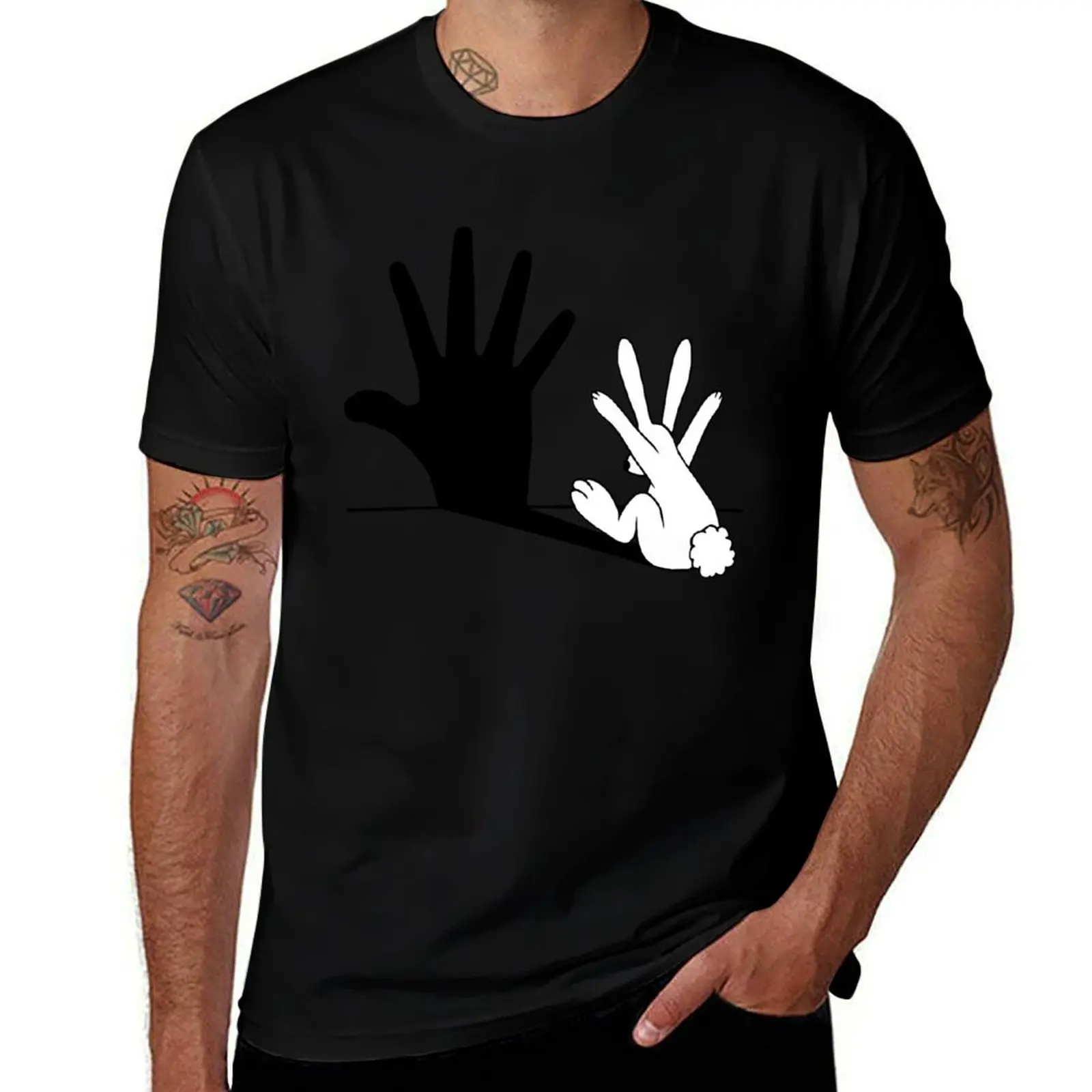 

Rabbit Hand Shadow Classic T-Shirt cotton man t-shirts street wear heavyweights mens funny t shirts