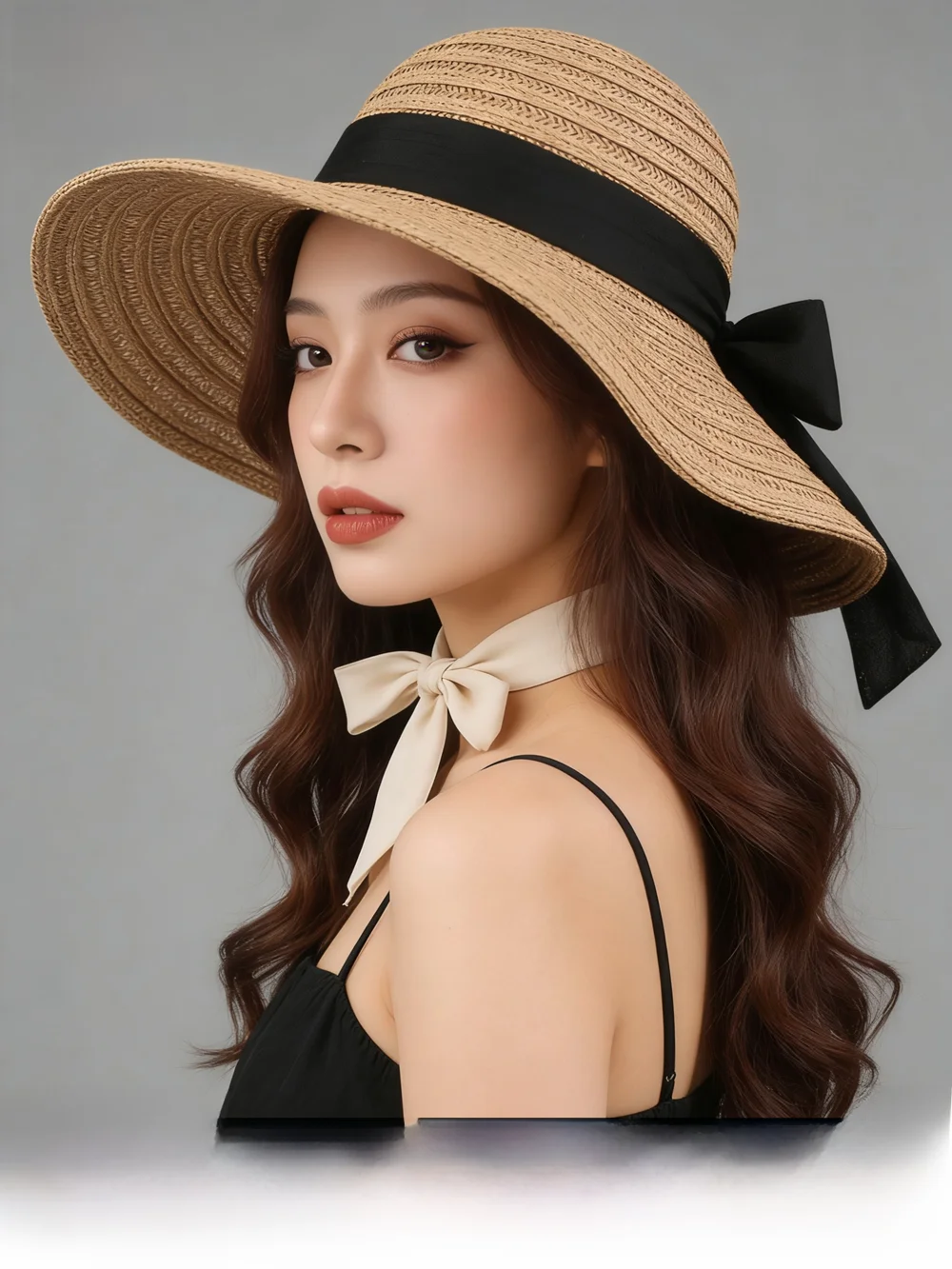 rouiiefao-fashionable-large-brim-straw-hat-women's-summer-beach-vacation-sunshade-hat-foldable-sun-hat-breathable