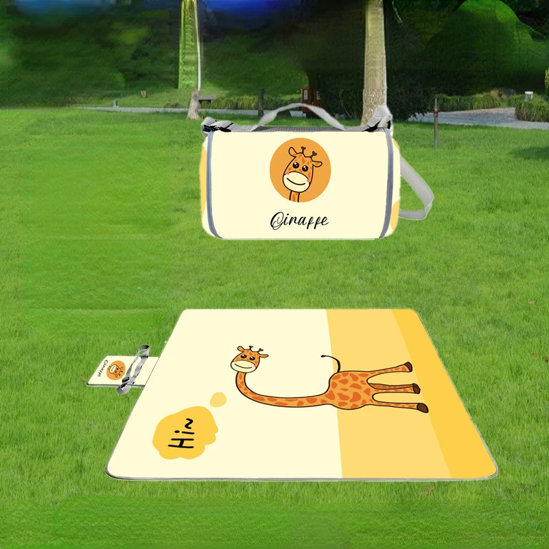 Giraffe Cute Picnic Mat Thickened Camping Moisture-proof Mat Outdoor Aluminum Film Mat Beach Yoga Soft Outing Sleeping Pad Gift