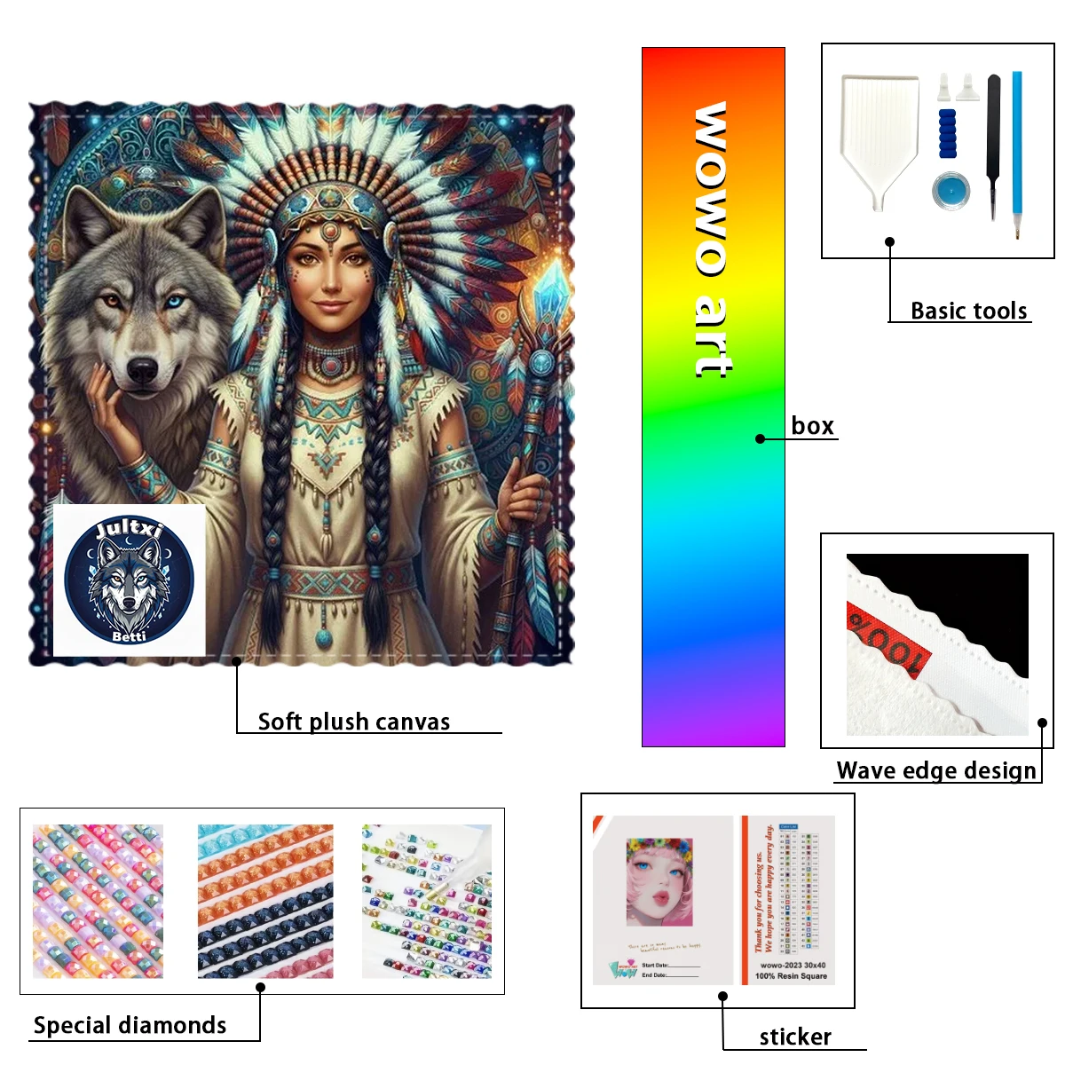 

【Betti_ Diamond Art】The Girl and the Wild Wolf Crystal AB Rhinestone FD Rhinestone Perfect Resin Diamond