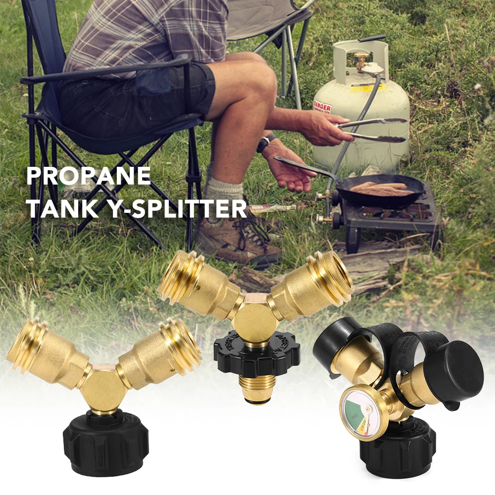 Adaptateur de réchaud de Camping en plein air, réservoir de Propane, séparateur en Y, connecteur à deux fours, adaptateur gpl, connecteur en t