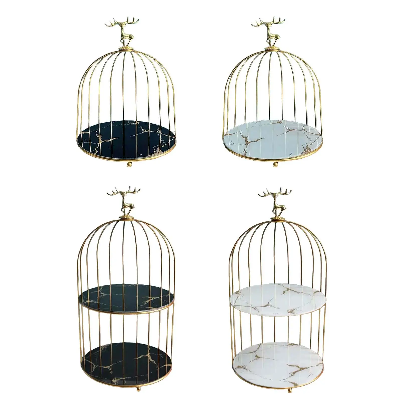 

Metal Bird Cage Makeup Perfume Organizer Shelf Cupcake Stand Vanity Tray Home Decorative Cosmetic Storage Rack for Dresser