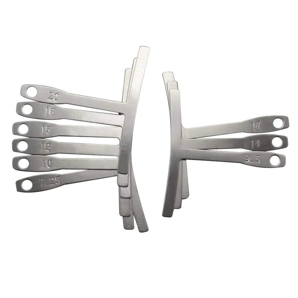 9-teiliges Gitarren-Radius-Messgerät-Set, Saitenradius-Messgerät & Griffbrett-Messwerkzeug, Gitarrenbauer-Werkzeuge für Akustik- und E-Gitarren – Detail 2