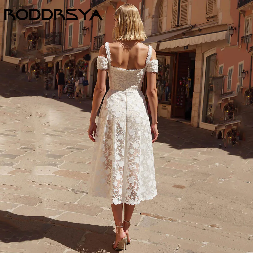 RODDRSYA Mermaid Midi Wedding Dress Off Shoulder Appliques Party Occasions Gown Sweetheart Backless vestidos de novia Customized