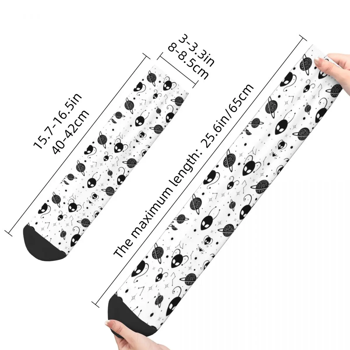 Hip Hop Retro Cosmic Alien Universe With Planet And Stars1 Crazy Men's Socks Unisex Harajuku Printed Novelty Crew Sock Boys Gift