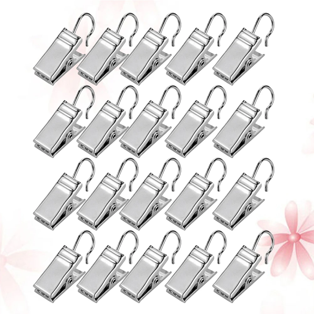 

120 pcs Metal Curtain Clips Silver Stainless Steel Flat Wide For Hanging Lights Led Strings Wire Holder Outdoor Party Home