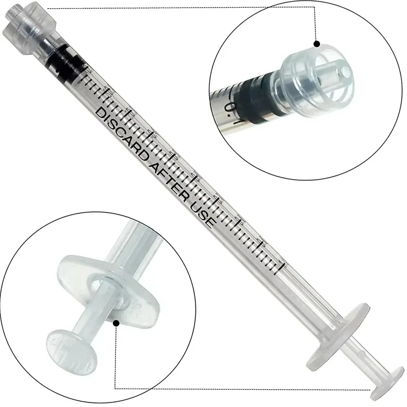100pcs 1ml/cc Sterile Disposable Luer Lock Syringe Individually Wrapped Plastic Syringe For Lab Use