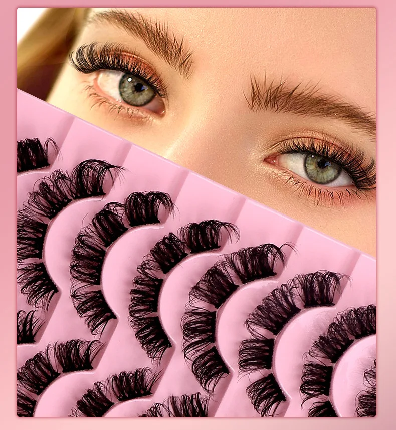 10 paires de faux cils segmentés en forme de grappe, extensions de cils russes 3D stéréoscopiques à surface incurvée, cils DIY