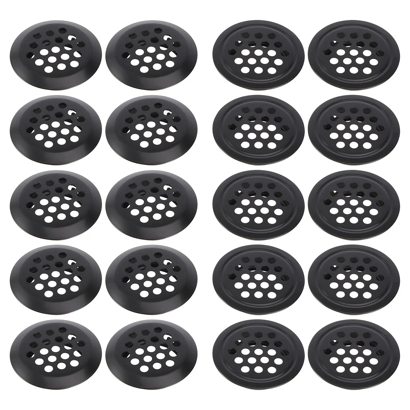 20 Pcs Black Stainless Steel Round Mesh Vent Cover 29mm Flat Slope Furniture Cabinet Shoe Wardrobe Air Ventilation Hole Louver