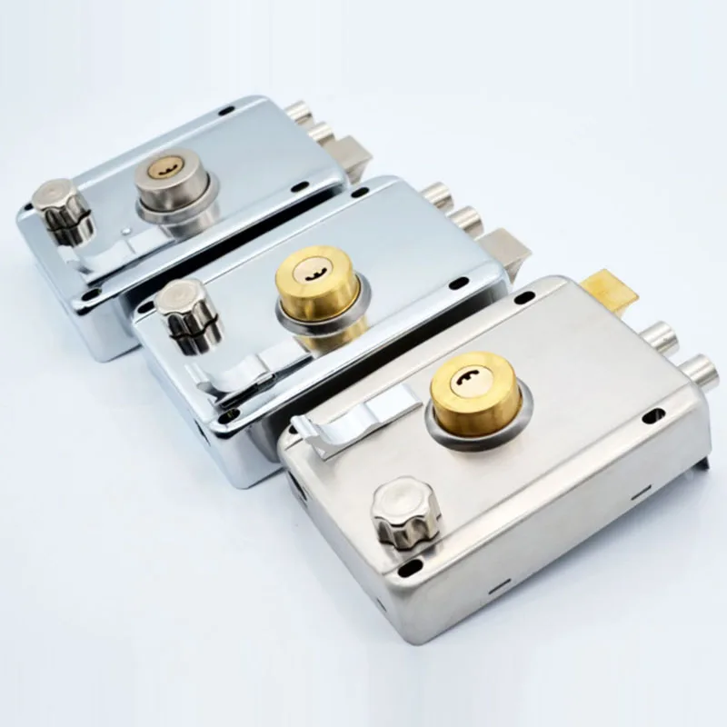 Door Lock Strong Deadbolt Home Security Universal Exterior Anti-theft Accessory Stainless Steel Multiple Insurance Smooth