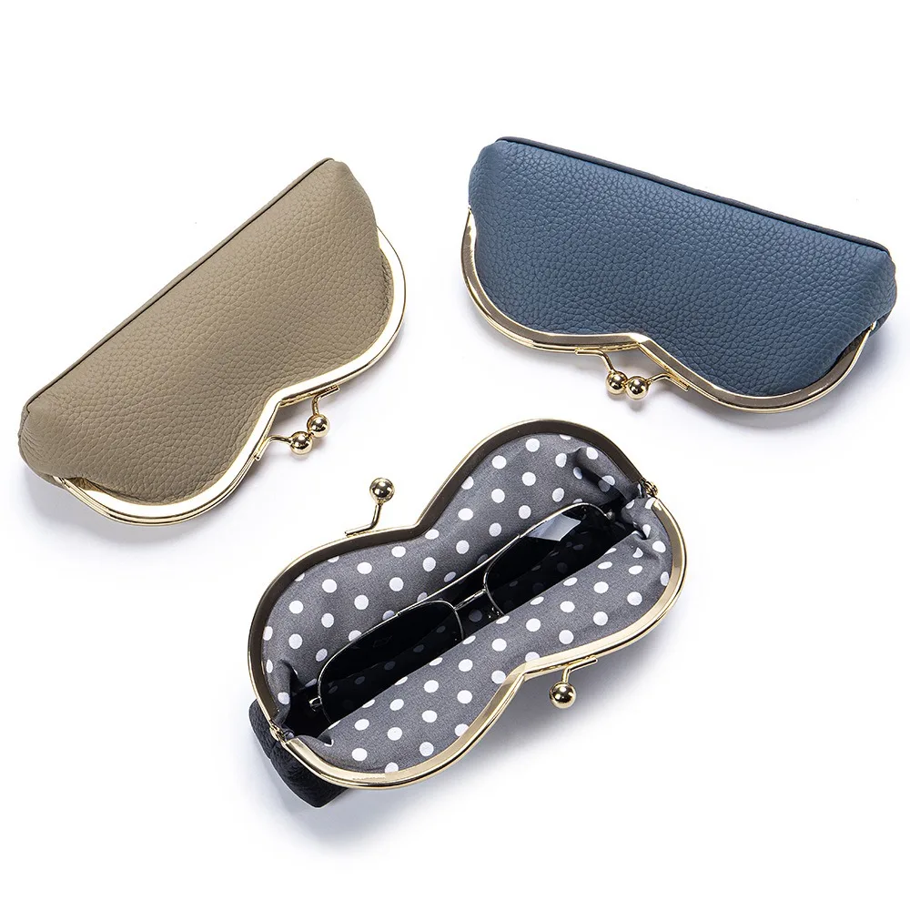 

Модный чехол для очков из натуральной кожи с замком-поцелуем, винтажный портативный высококачественный ящик для хранения солнцезащитных очков для мужчин и женщин