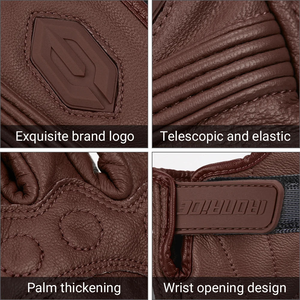 Retro Leather Motorcycle Gloves Men Full Finger Motorbiker Gloves Non-slip Protective Guantes Moto Motocross Cycling Glove M-2XL - Image 4