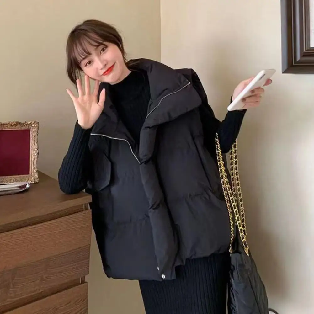 Women's Winter Loose-fit Outer Wear Vest/jacket Sleeveless Oversize Autumn/winter Season Cotton Vest