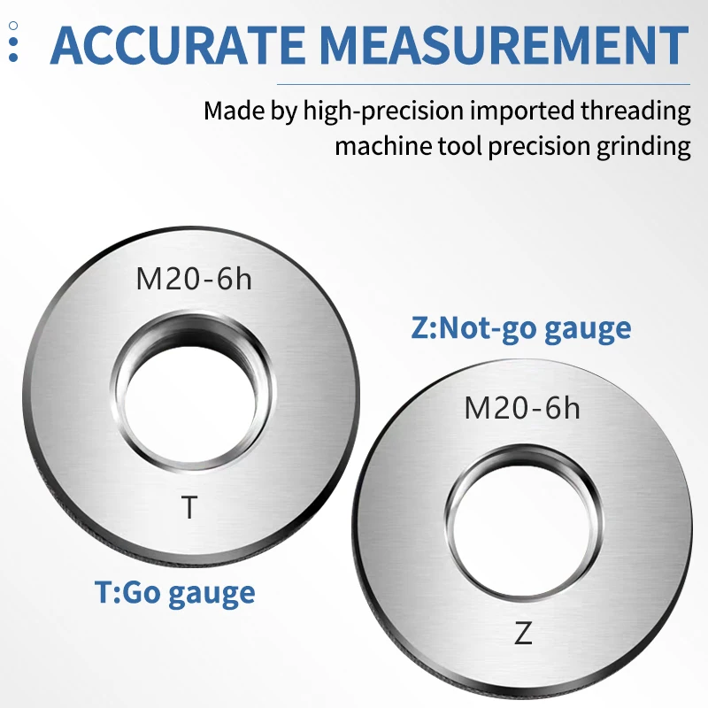 UFS 1SET(1*GO+1*NOGO) 6h M22-M29 X0.5/0.75/1.0/1.25/1.5/2.0/2.5/3.0 Non-Standard Metric Fine Tooth Thread Ring Gauge Measure