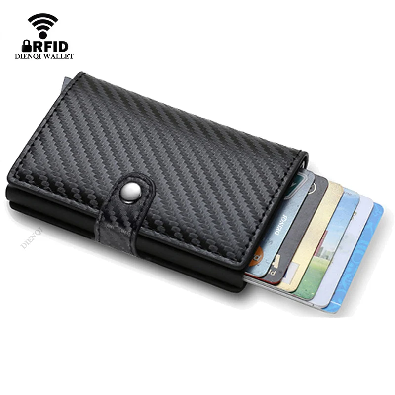 Antitheft ID Credit Card Holder Men Wallets Luxury Carbon Fiber Blocking Rfid Aluminum Bank Cardholder Case Slim Wallet for Men