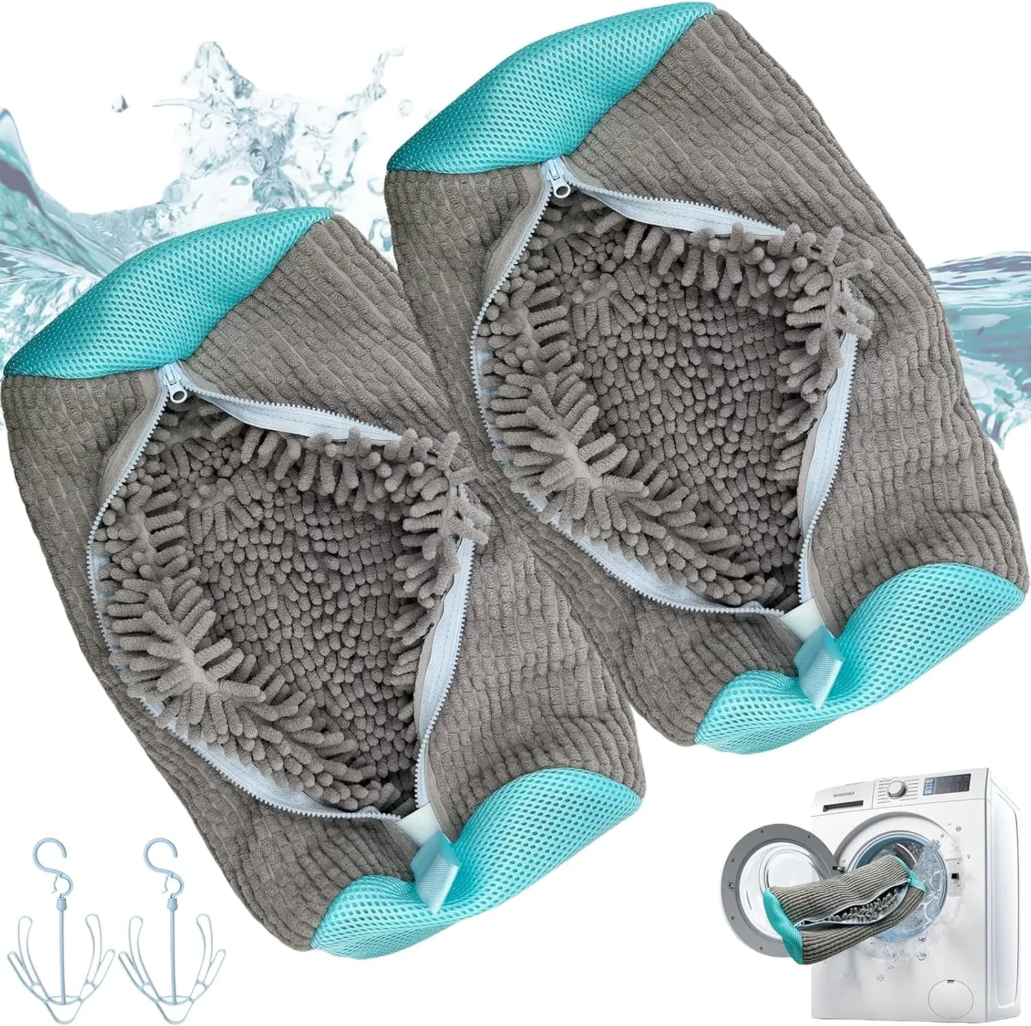 Bolsa para lavadora de zapatos con juego de cepillos líquidos para zapatos, bolsa duradera para zapatos y cepillo de limpieza de cerdas suaves para todos los zapatos, 2 uds.