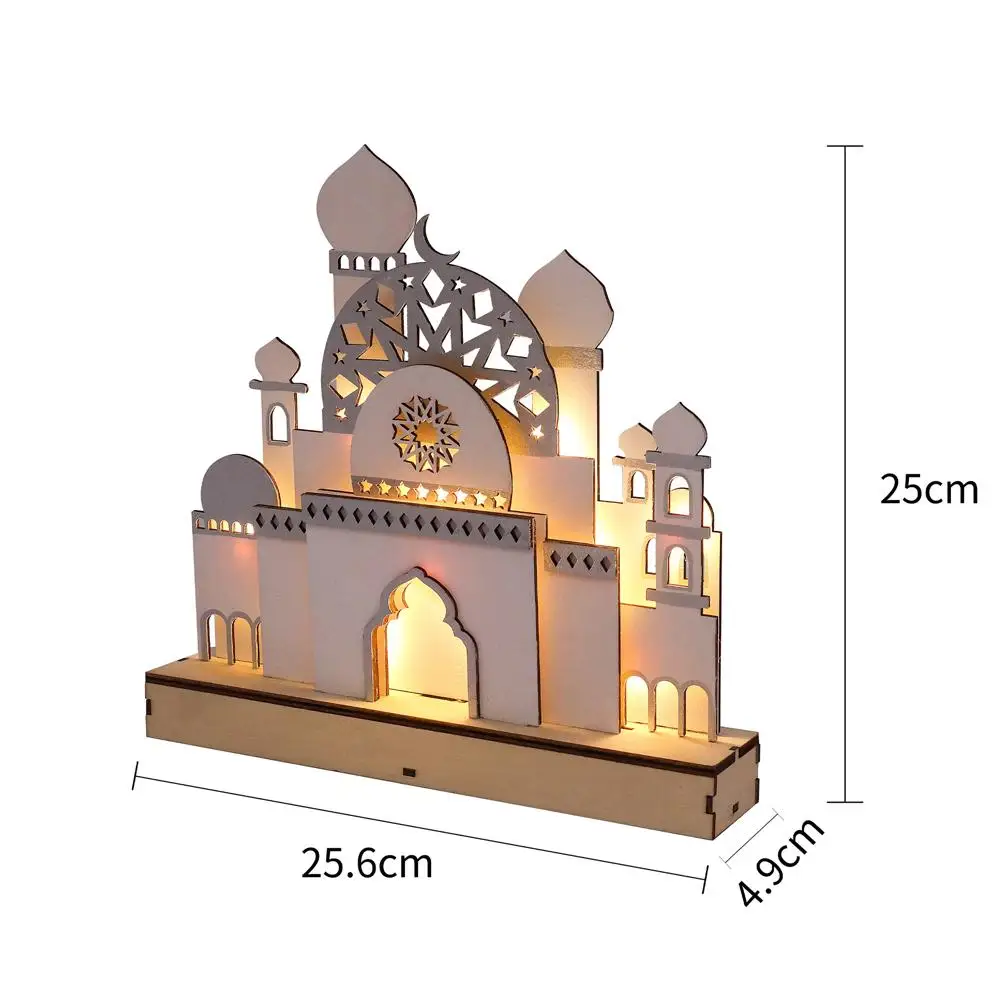 Led drewniany Ornament do sypialni lampa stołowa dekoracja do domu na Ramadan Eid Mubarak muzułmański Islam Eid dekoracja z drewna na imprezę