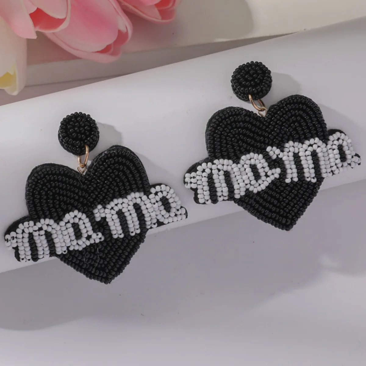 

Beaded earrings Fabric art Originality Hand knitting Heart Design Bohemia Alloy Female Fashion Simple Rice bead earrings