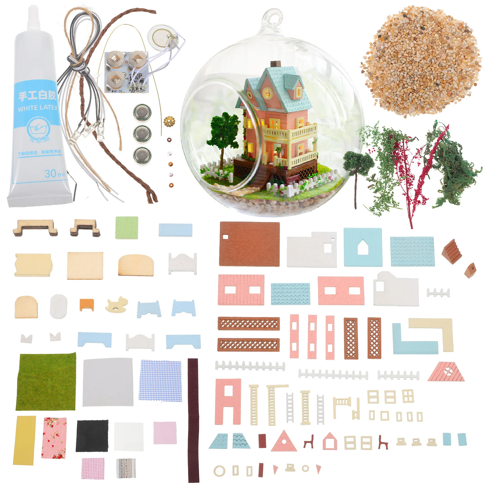 مجموعة منزل زجاجي إبداعي يمكنك صنعها بنفسك مجموعة غير مكتملة مصنوعة يدويًا هدية منزلية مصغرة لعيد الحب وعيد الميلاد وعيد الميلاد #3