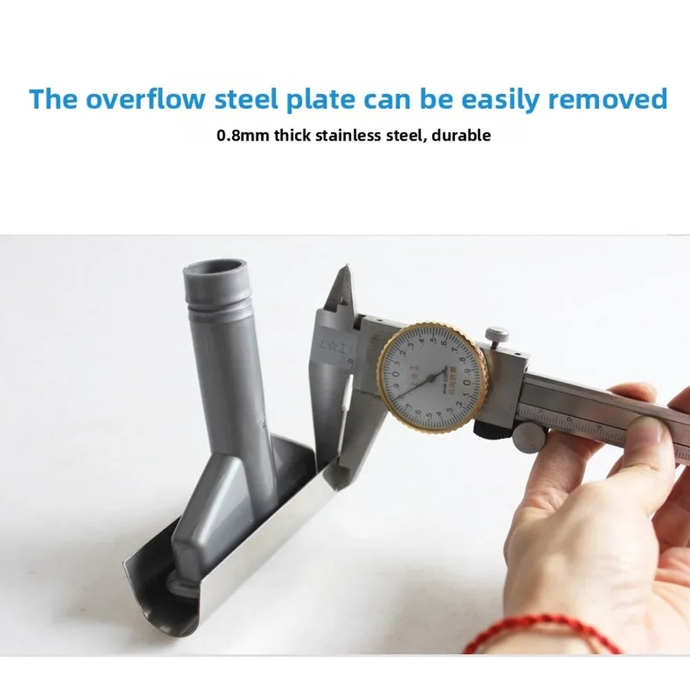 304 SS Sink Overflow Fitting Compatible with For Quartz Kitchen Sinks Modern Gray Overflow Plate 0.8mm Thickness