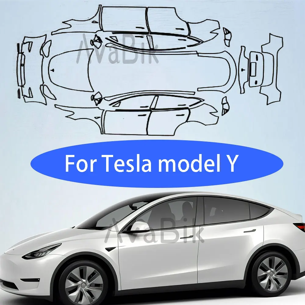 Film de protection de peinture de voiture anti-rayures pré-découpé en TPU, housse de voiture transparente, autocollant PPF pour les placements, modèle Y, 2020, 2021, 2022, 2023, 2024