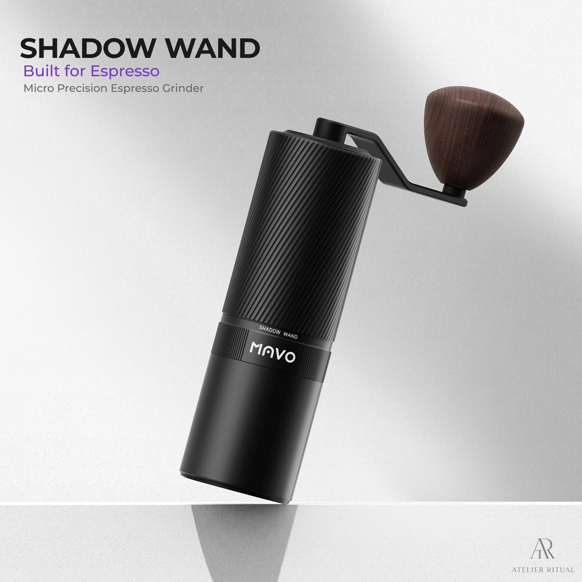 Ручная кофемолка MAVO Shadow Wand для эспрессо, регулируемая ручная кофемолка с жерновами из нержавеющей стали ShadowBlade38