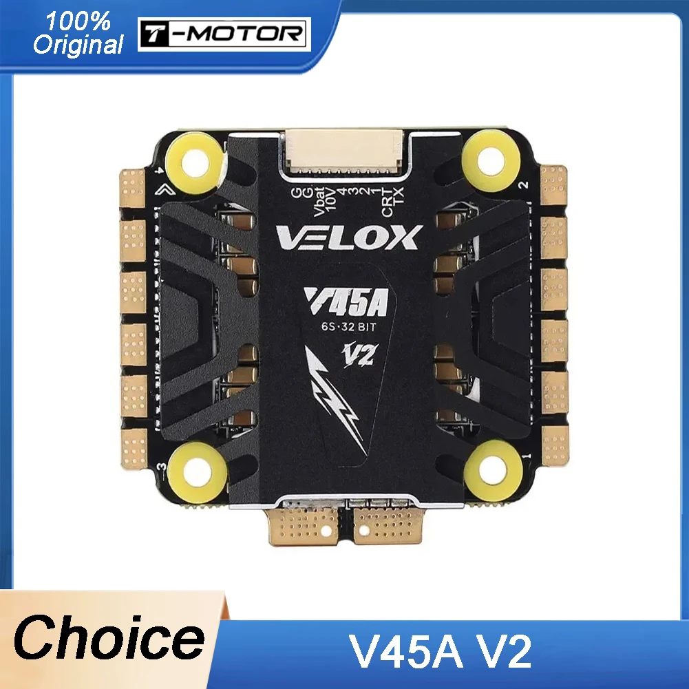 

T-Motor VELOX PACER V45A V2 4в1 ESC - 3-6S, 32 бит, 10V2A BEC, 30,5×30,5 мм для гоночных дронов FPV