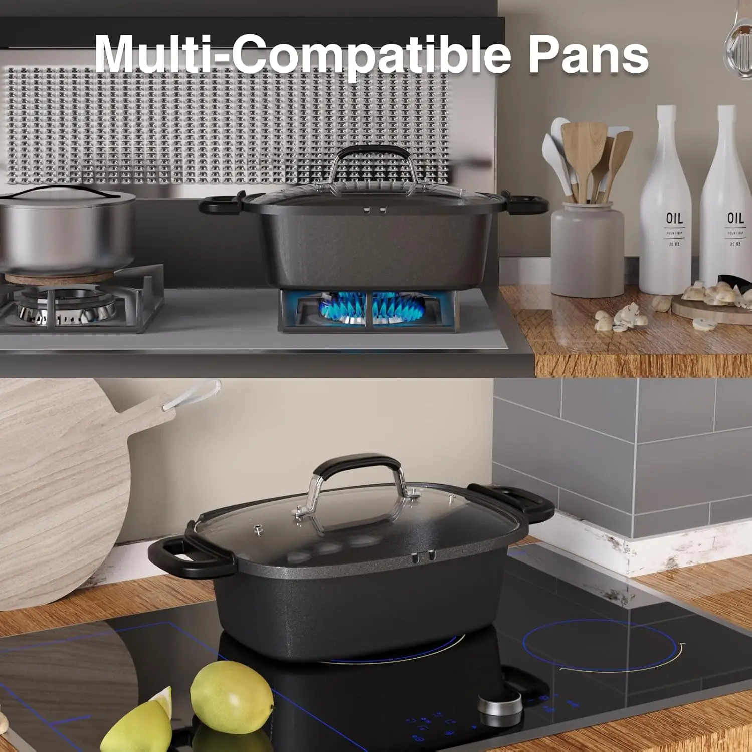 طباخ بطيء قابل للبرمجة 10 في 1 مع مؤقت، وعاء فخار سعة 6.8 لتر، إعدادات مسبقة لـ Sous Vide، خبز، Sauté، طبخ الأرز والمزيد، غير لاصق D