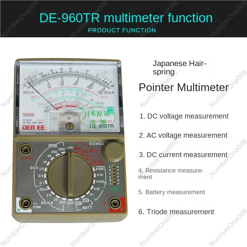 

Japanese Original Hairspring Pointer Multimeter DE-960TR High Precision Multifunctional Electrician Repair Multimeter