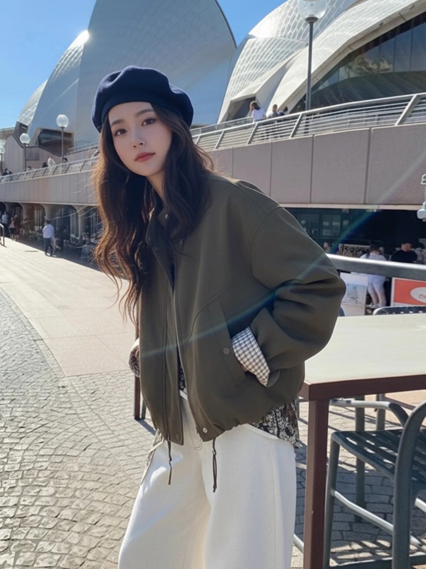 Chic Vintage ort Zipper Leather Jaet Stand Collar Loose Women's Versatile Autumn Faion Commute Sle Small Size Friendly