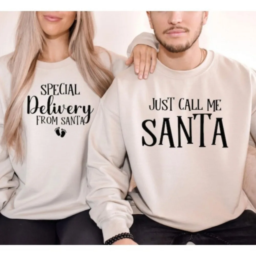 إعلان الحمل عيد الميلاد زوجين البلوز فقط اتصل بي سانتا البلوز التسليم الخاص من سانتا البلوز #2