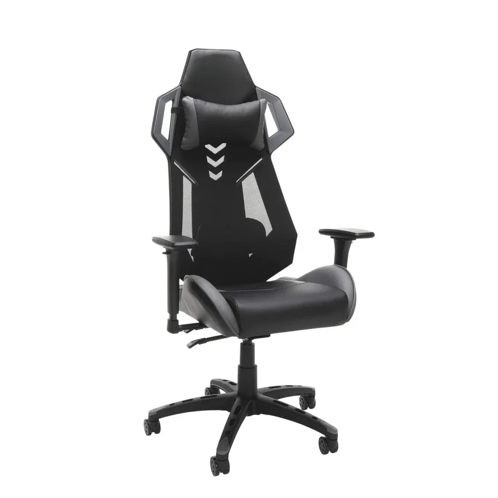 Silla Gaming estilo carreras, ajustable, de cuero, en gris RSP 200 GRY