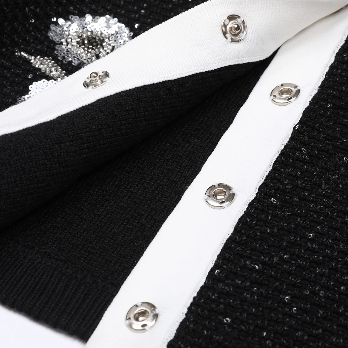 Alta qualidade primavera e outono nova moda viajando lantejoulas bordado de malha feminina manga comprida cardigan jaqueta