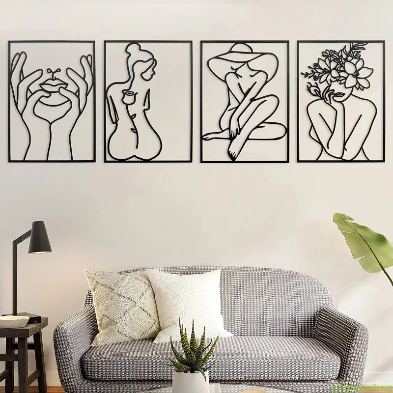 Abstract Female Single Modern Naked Girl Wall Art Minimalist Painting Decor for Living Room Bedroom Lounge and Decor Aesthetic