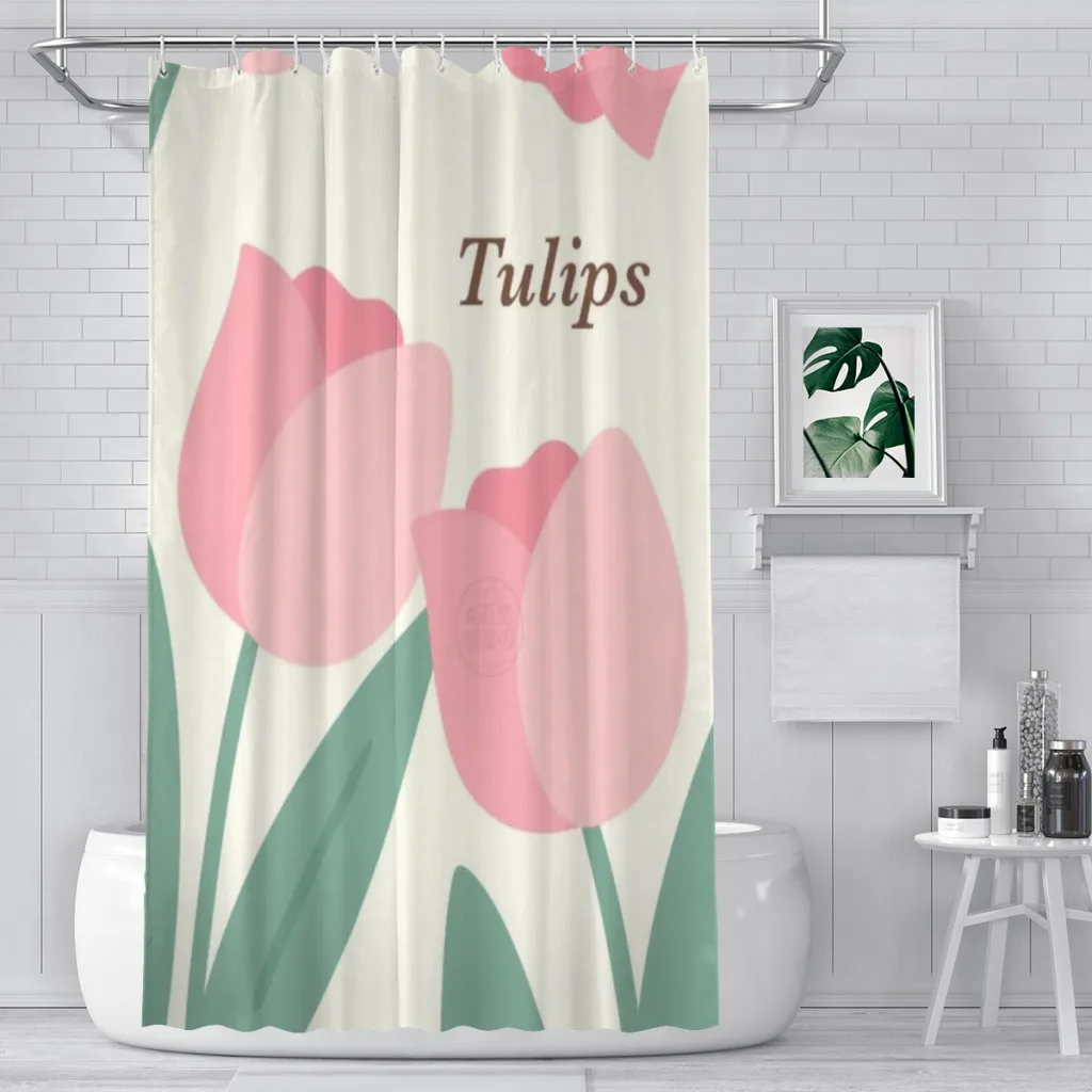 

Modern 3D Printing Cartoon Flowers Shower Curtain colorfulLandscape Bath Curtain With Hooks for Bathroom waterproof scenery