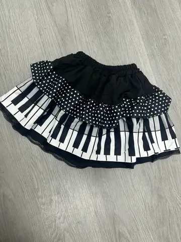 American Vintage Nero Bianco Tasti di pianoforte Gonne Y2k Vita sottile Increspato Gonna a trapezio Donna 2025 Estate Nuovo stile coreano Chic Mujer