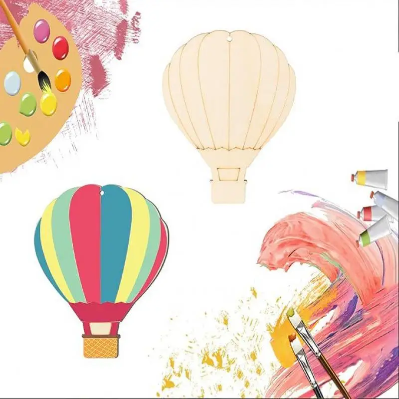 10pcs Unfinished Wooden Hot Air Balloon Cutouts Wooden Slices For DIY Crafts Home Decor Party Ornaments And Handmade Projects