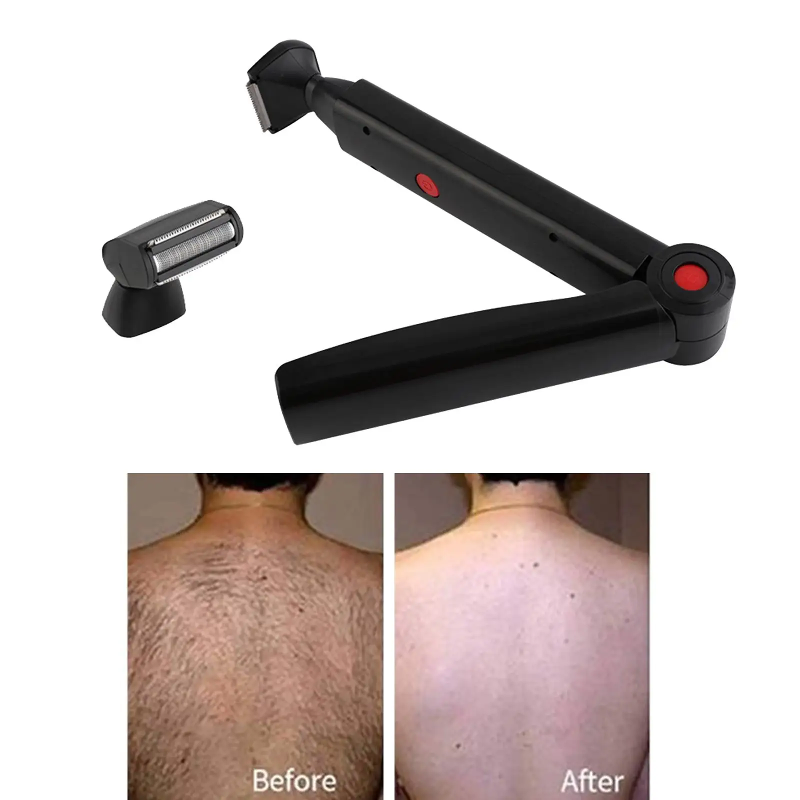 Portable USB Rechargeable Long Handle Foldable, Electric Back Hair Shaver, Back Hair Removal, Body Shaving Tool, Groomer