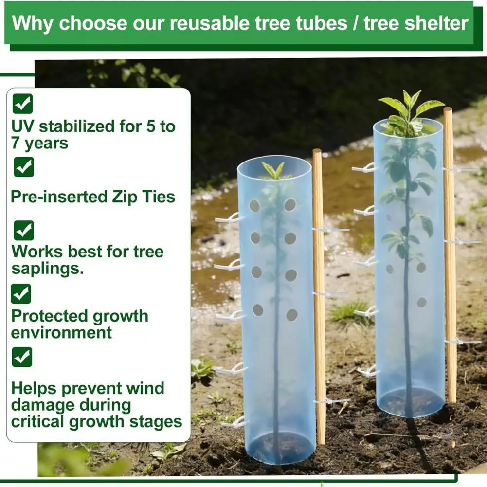 2026 1 Roll Tree Grow Tubes Ventilated Seedlings Protector Tubes with Punching Tool And 100 Zip Ties Tree Guard Sleeves for Sapl