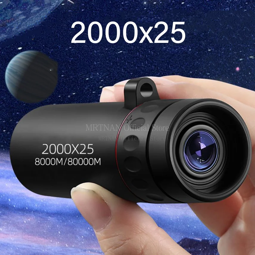 2000x25 Monocular Long Reach Night Range 12X HD Magnification Monocular Camping Hunting Accessory Powerful Mini Phone Telescope