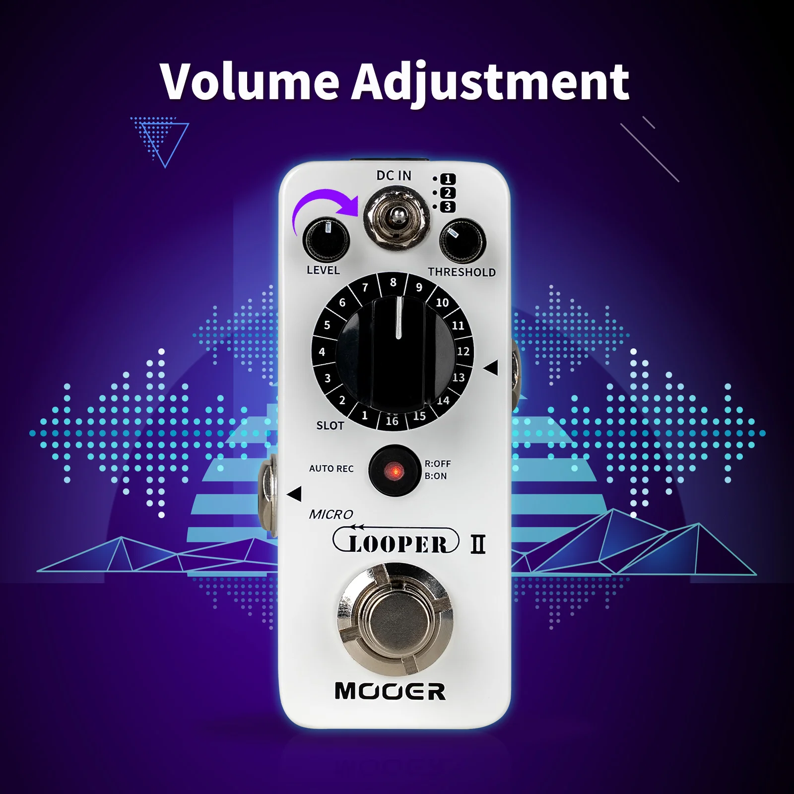 MOOER Micro Looper II Guitar Loop Pedal With 480 Minutes Recording, AUTO REC Function, 3 Saving Banks and 16 Slots Per Bank