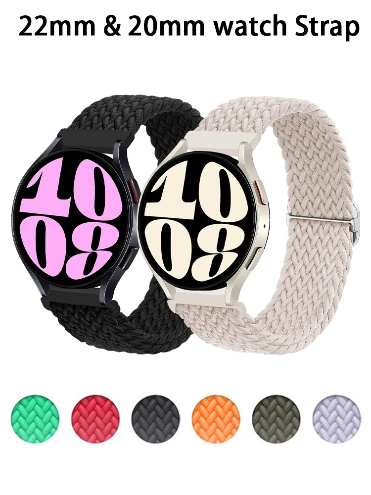 

20mm 22mm Strap For Samsung Galaxy Watch 4 5 6/Classic/pro/3/active 2 Elastic Braided Solo bracelet Huawei watch GT 2e pro band