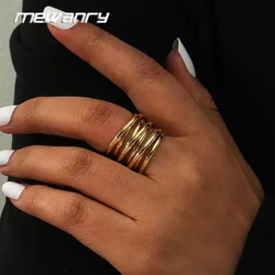 Mewanry Silver Color Minimalist Multilayer Rings For Women Couples Exaggerated Trendy Classic Hip Hop Party Jewelry Accessories